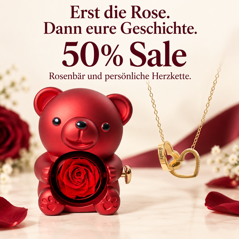 Ewige-Rose-Bär mit gravierter Doppelkette