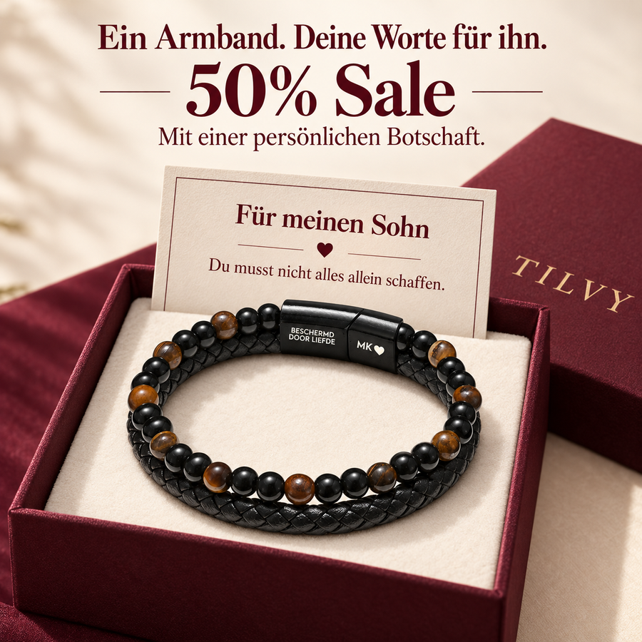 Tigerauge-Armband für den Sohn mit persönlicher Botschaft