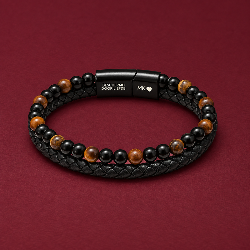 Tigerauge-Armband für den Sohn mit persönlicher Botschaft