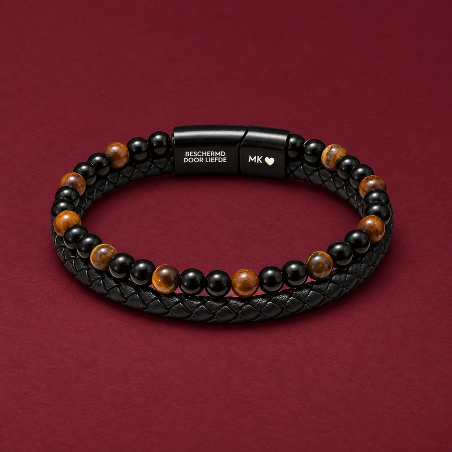 Tigerauge-Armband für den Sohn mit persönlicher Botschaft