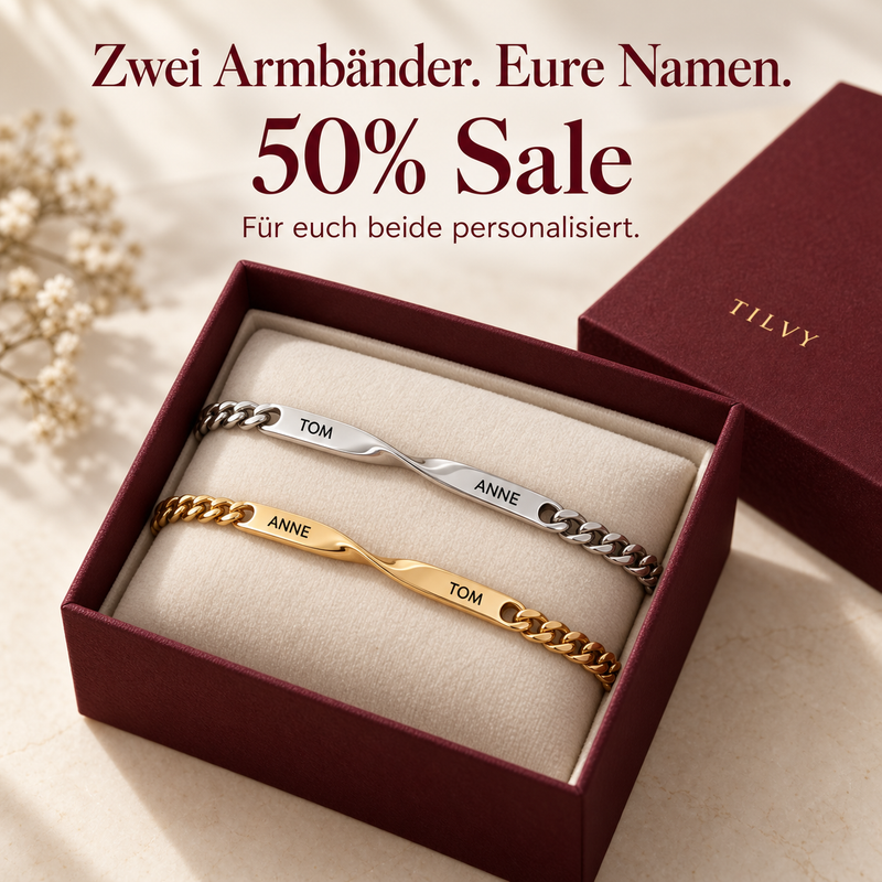 Partnerarmband-Set mit getrennter Namensgravur