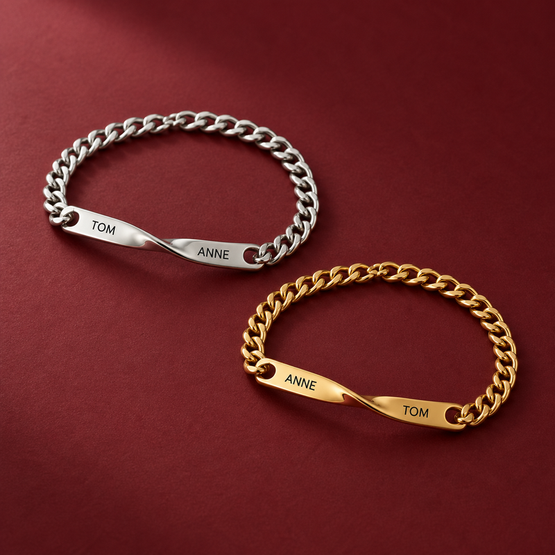 Partnerarmband-Set mit getrennter Namensgravur