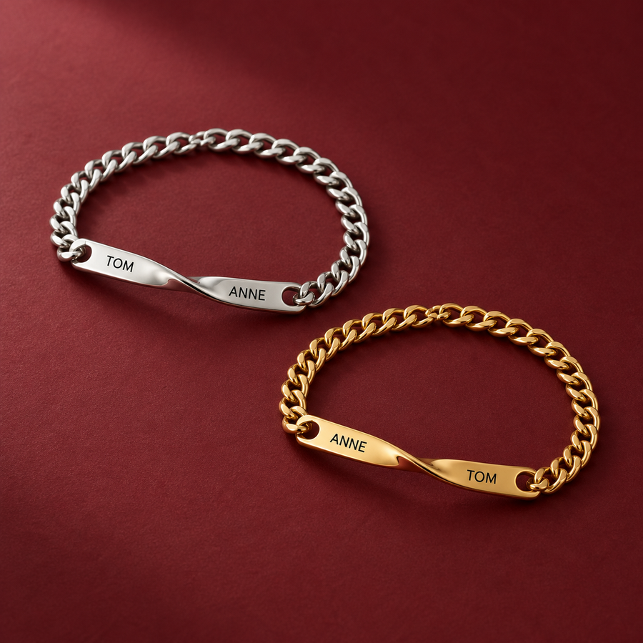 Partnerarmband-Set mit getrennter Namensgravur