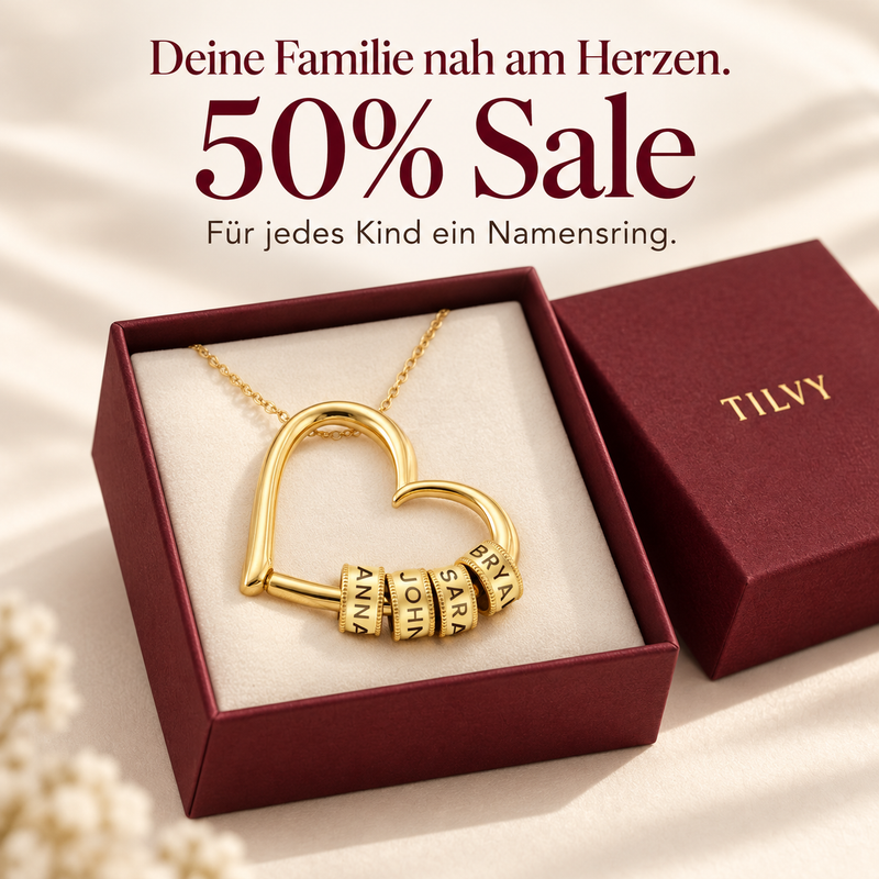 Offene Familien-Herzkette mit 1–5 gravierten Namensringen