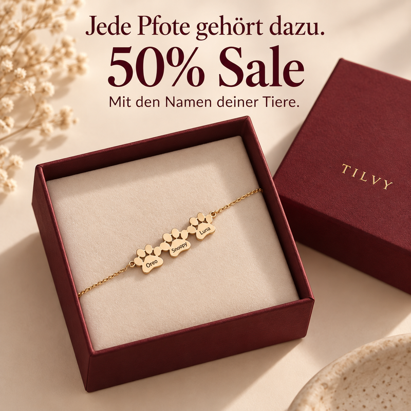Pfotenarmband mit bis zu 8 Tiernamen