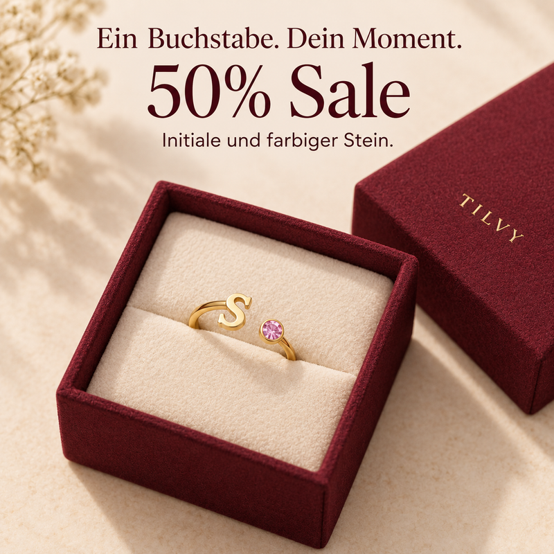 Ring mit Wunschbuchstabe und Geburtsstein