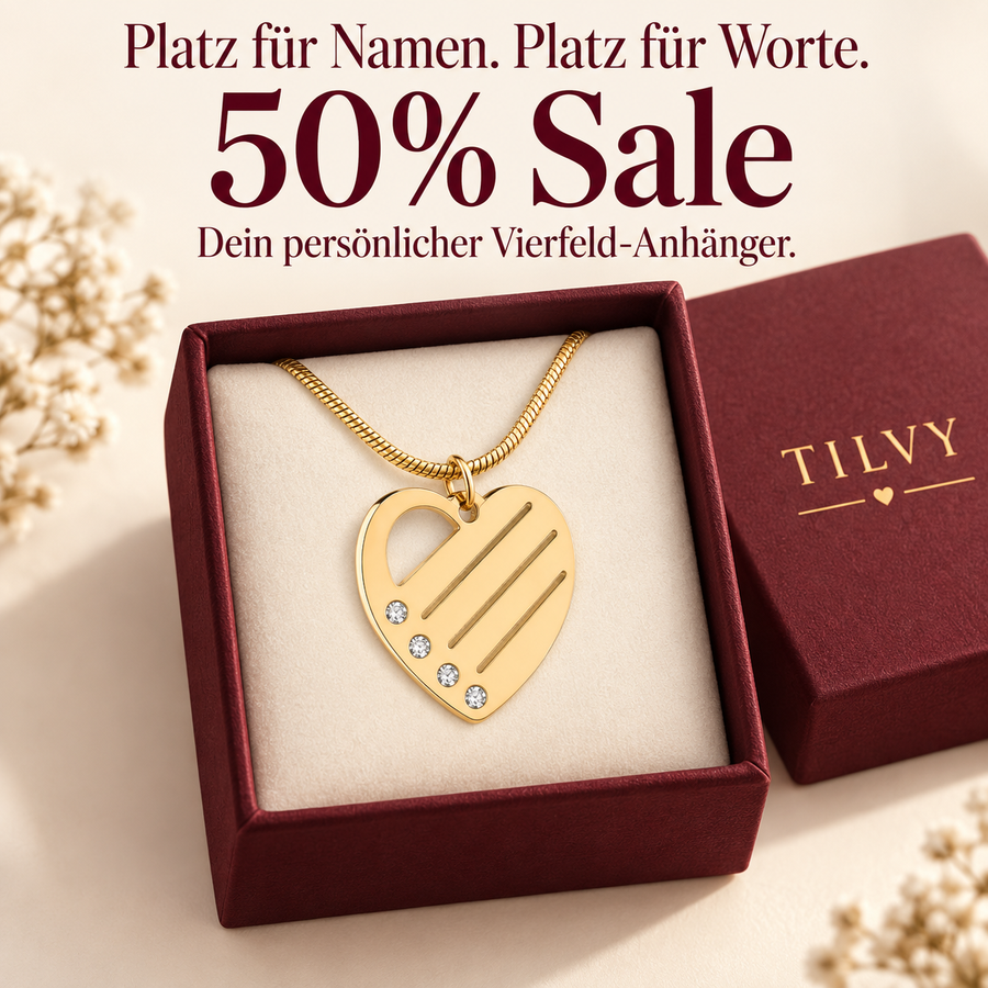 Herzanhänger mit vier Gravurfeldern